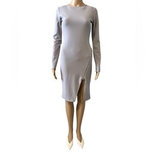 Missguided Elegant Gray Long Sleeve Dress